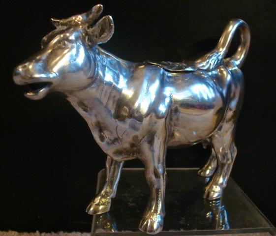 SILVER COW CREAMER / STERLING 1880-1920 GERMANY / HEAVY 16.55 TROY OUNCES!