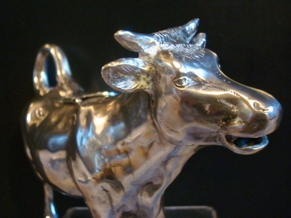 SILVER COW CREAMER / STERLING 1880-1920 GERMANY / HEAVY 16.55 TROY OUNCES!