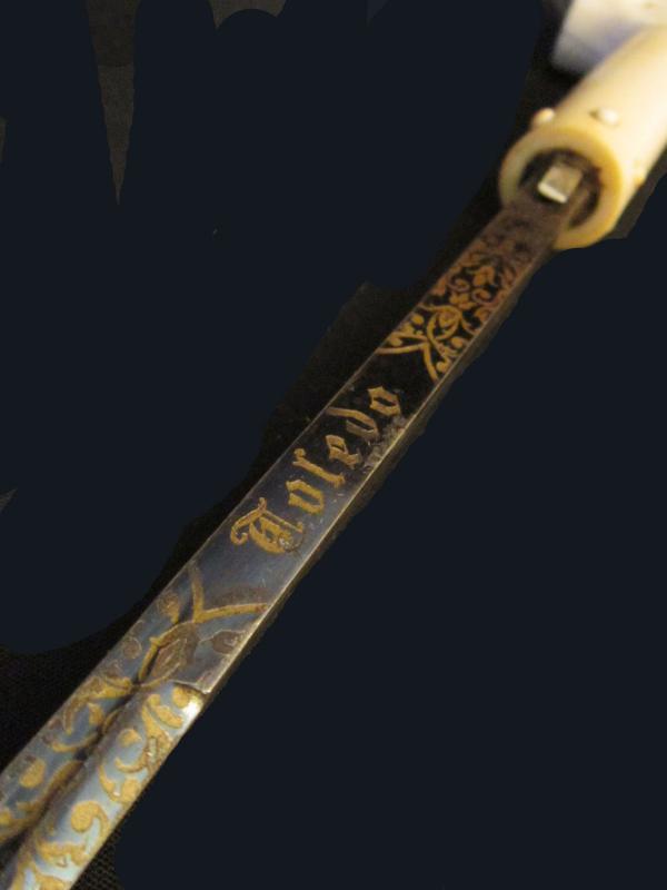 IVORY SWORD CANE/ VICTORIAN HORSE RACING STICK / WIN PLACE & SHOW / TOLEDO BLADE