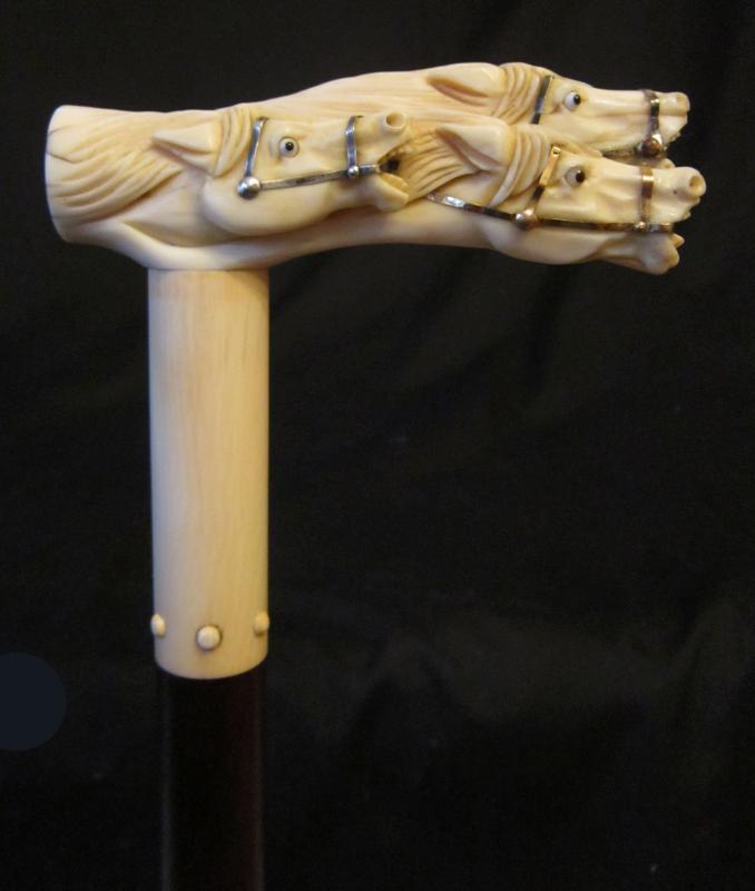 IVORY SWORD CANE/ VICTORIAN HORSE RACING STICK / WIN PLACE & SHOW / TOLEDO BLADE