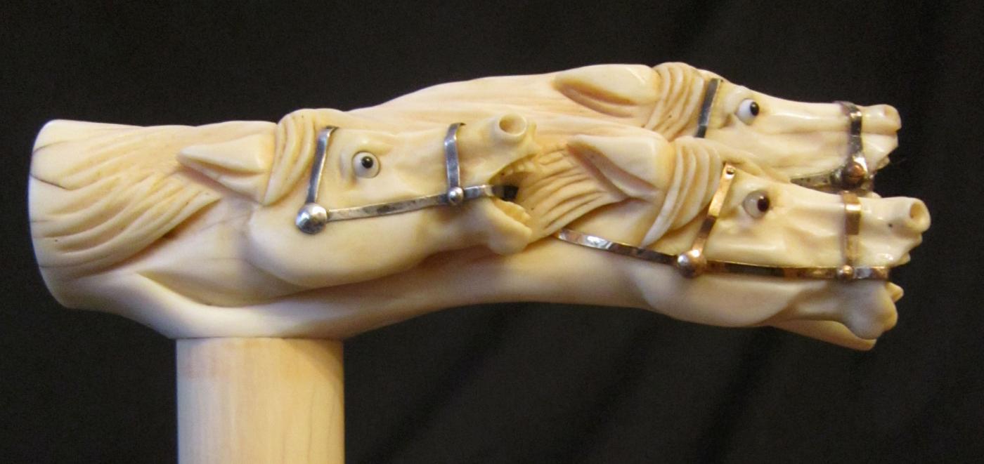 IVORY SWORD CANE/ VICTORIAN HORSE RACING STICK / WIN PLACE & SHOW / TOLEDO BLADE