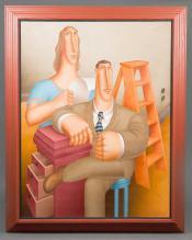 ROY CARRUTHERS (American, 1938-2013) HUGE OIL ON CANVAS / SIGNED & DATED/ LARGER-THAN-LIFE COUPLE