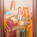 ROY CARRUTHERS (American, 1938-2013) HUGE OIL ON CANVAS / SIGNED & DATED/ LARGER-THAN-LIFE COUPLE