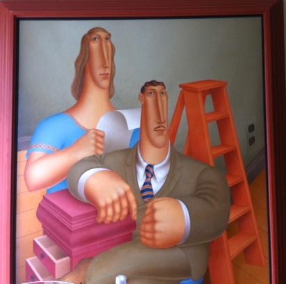 ROY CARRUTHERS (American, 1938-2013) HUGE OIL ON CANVAS / SIGNED & DATED/ LARGER-THAN-LIFE COUPLE