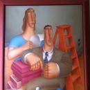 ROY CARRUTHERS (American, 1938-2013) HUGE OIL ON CANVAS / SIGNED & DATED/ LARGER-THAN-LIFE COUPLE