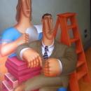 ROY CARRUTHERS (American, 1938-2013) HUGE OIL ON CANVAS / SIGNED & DATED/ LARGER-THAN-LIFE COUPLE