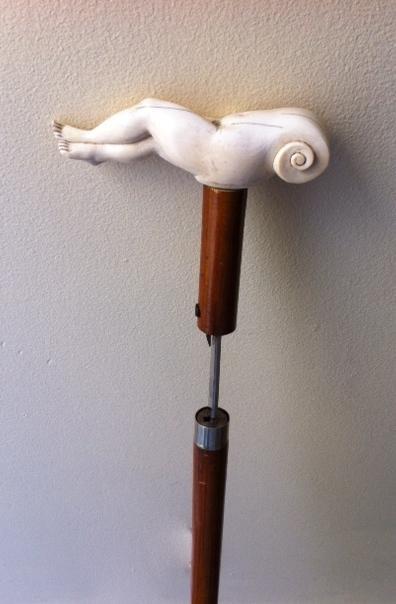 IVORY EROTIC SWORD CANE c. 1800s-1900 SOLINGEN STEEL BLADE
