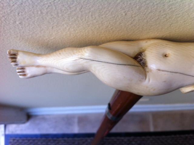 IVORY EROTIC SWORD CANE c. 1800s-1900 SOLINGEN STEEL BLADE