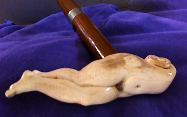 IVORY EROTIC SWORD CANE c. 1800s-1900 SOLINGEN STEEL BLADE