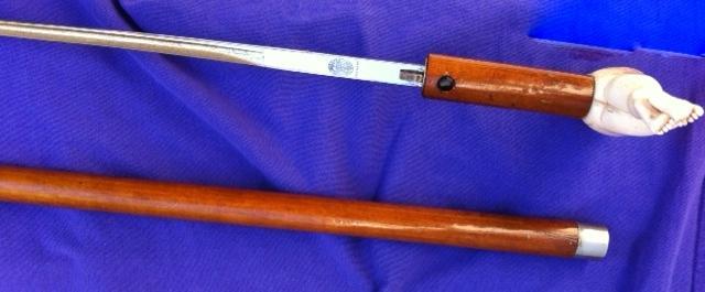 IVORY EROTIC SWORD CANE c. 1800s-1900 SOLINGEN STEEL BLADE