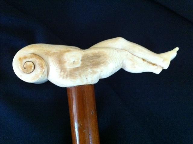 IVORY EROTIC SWORD CANE c. 1800s-1900 SOLINGEN STEEL BLADE
