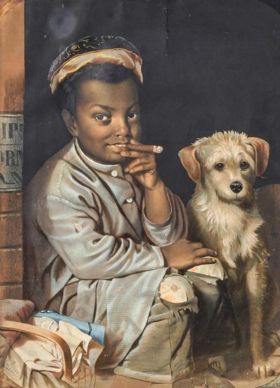 JEAN-BAPTISTE ADOLPHE LAFOSSE (1814-1879) BLACK MEMORABILIA COLORED LITHOGRAPH