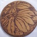 Pyrography Hand Mirror, deepy beveled glass
