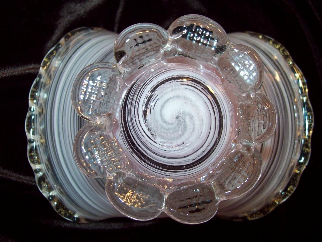 Scalloped & Pink Striped Candy Dish