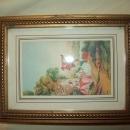 Golden Mirrored Jewel Box with Romantic Lithograph