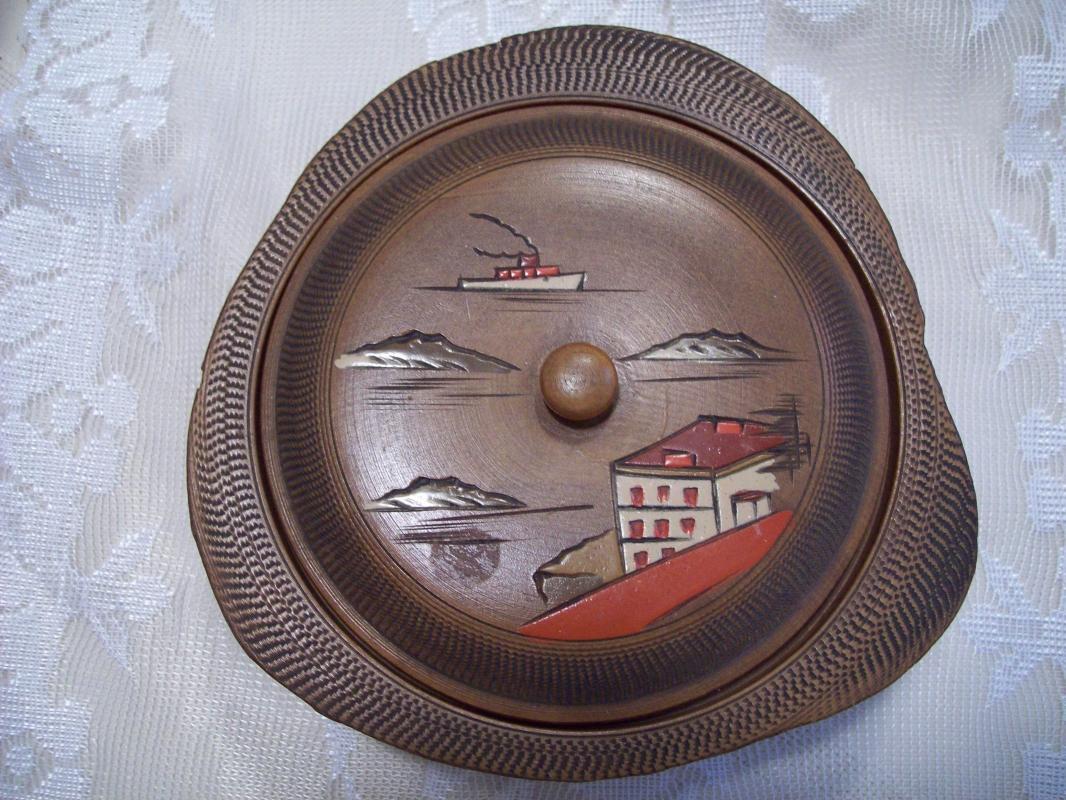 Oriental Carved Wooden Bowl with Lid
