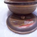 Oriental Carved Wooden Bowl with Lid