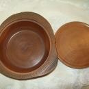 Oriental Carved Wooden Bowl with Lid