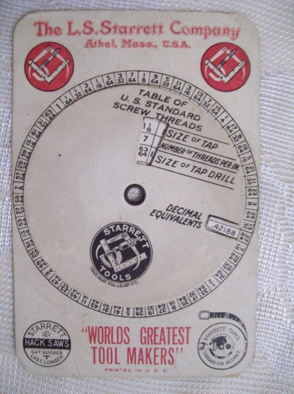 L.S. Starrett Tap Table Card