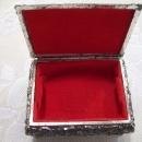 Silvertone Baroque Footed & Red Velvet lined Trinket Box