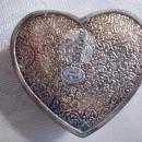 Etched Heart Shaped & Red Satin lined Trinket Box