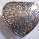 Etched Heart Shaped & Red Satin lined Trinket Box