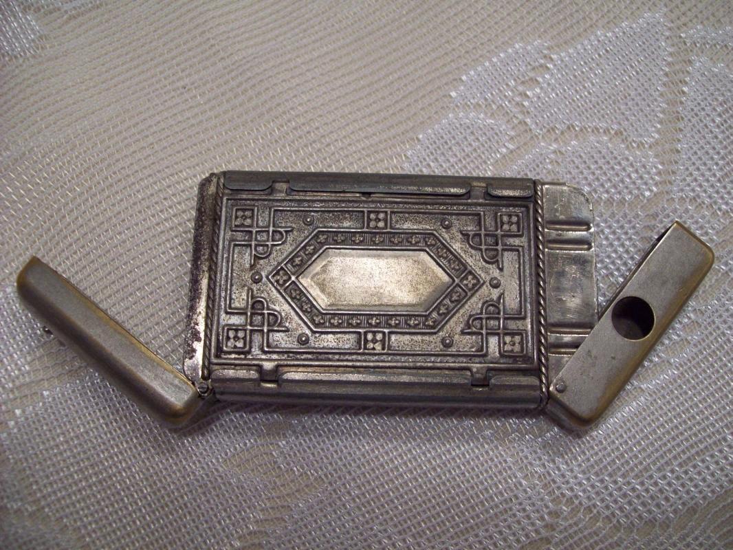 Ornate Bull Elk Match Safe with Cigar Cutter