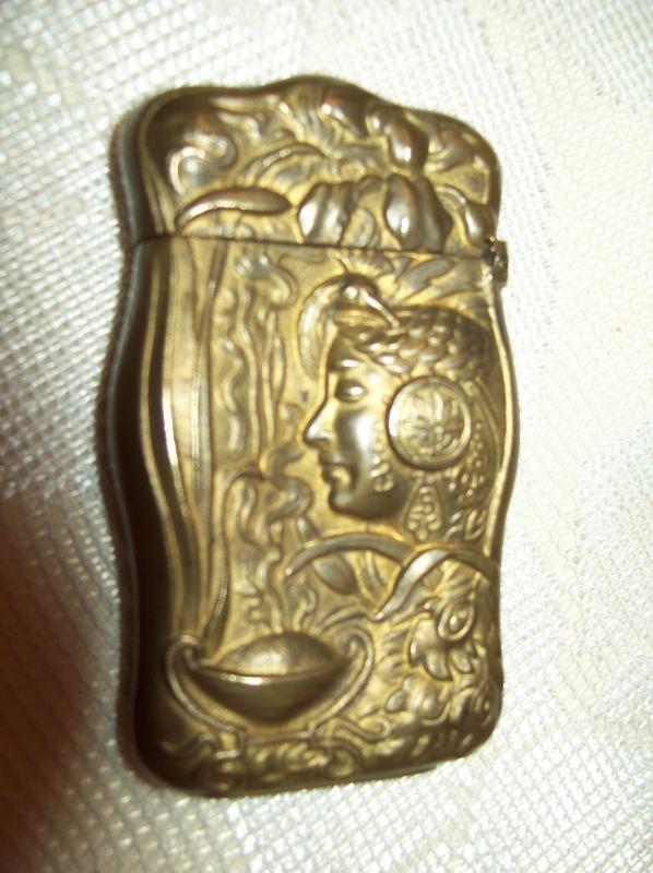 Art Nouveau Patinated Brass Match Safe - Matchsafe
