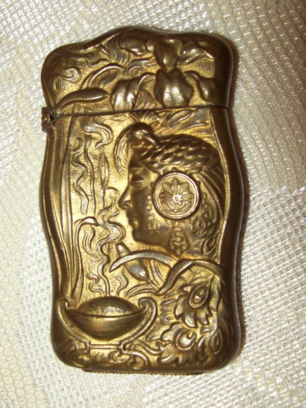 Art Nouveau Patinated Brass Match Safe - Matchsafe