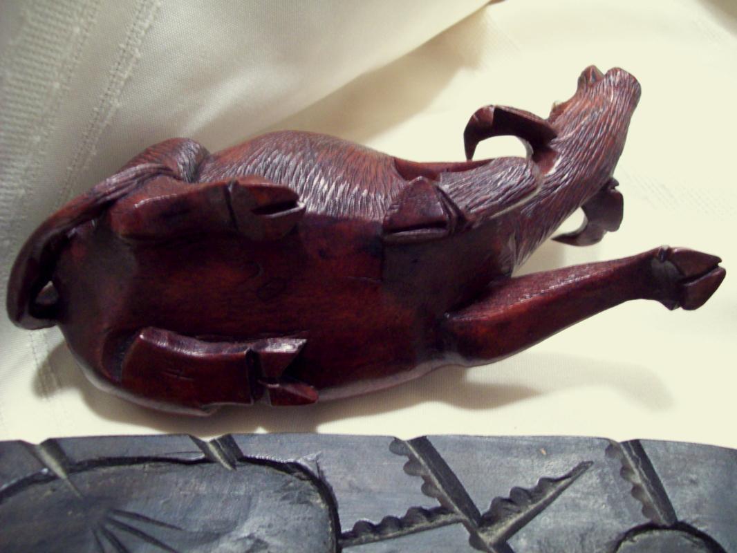 Pair Oriental Carved Oxen with Child on Base