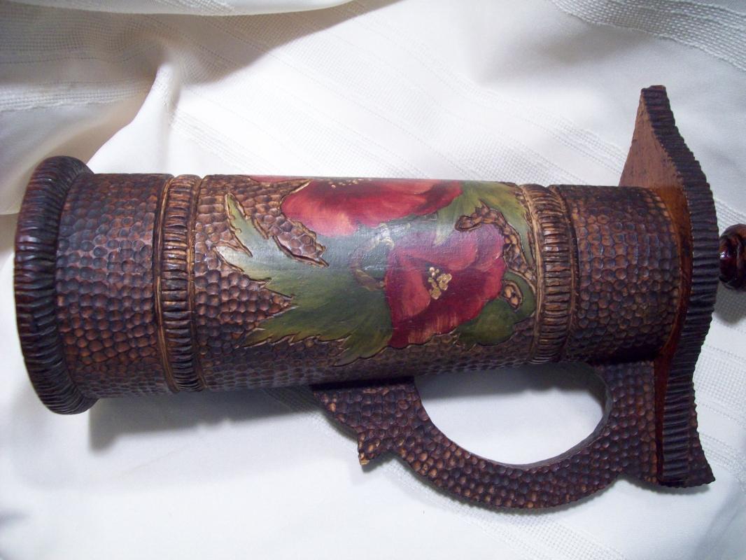 Pyrography Tankard Painted with Poppies