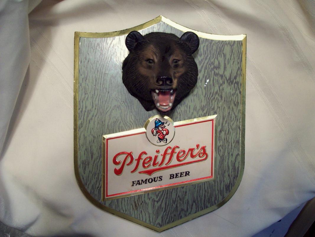 Pfeiffer's Famous Beer Black Bear Wall Plaque