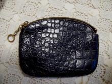 Black Leather Embossed Change Purse