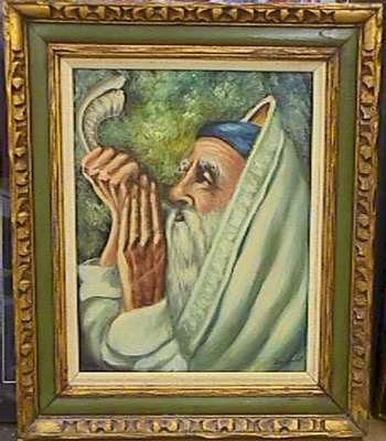Bosnovich Blowing Shofar Judaica Oil Painting