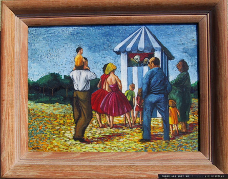 Liz Nicholls Punch and Judy Oil Painting