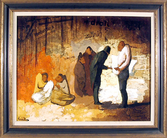 Escartino Oil on Board Painting Mexican art