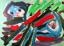 Karel Appel Lithograph, Walking with my Bird