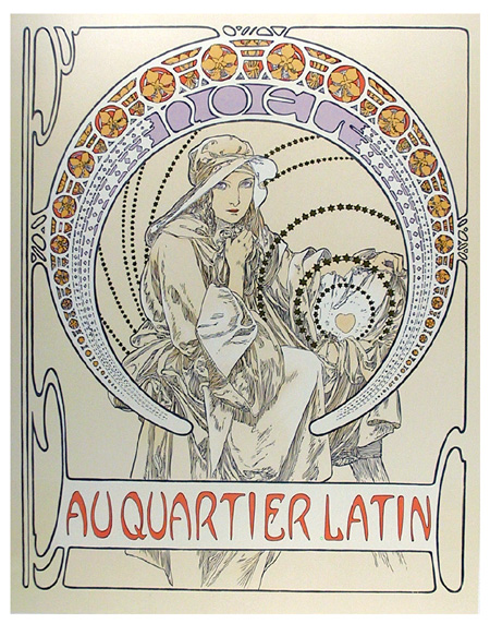 Alphonse Mucha, Lithograph, Au Quartier Latin