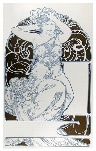 Alphonse Mucha, Lithograph, Handmaiden