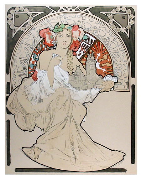Alphonse Mucha, Lithograph, Lovely Protector
