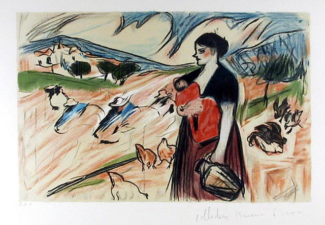 Pablo Picasso Lithograph, Paysanne et Enfant