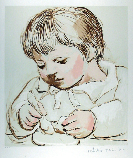 Pablo Picasso Lithograph, Enfant Deieunant