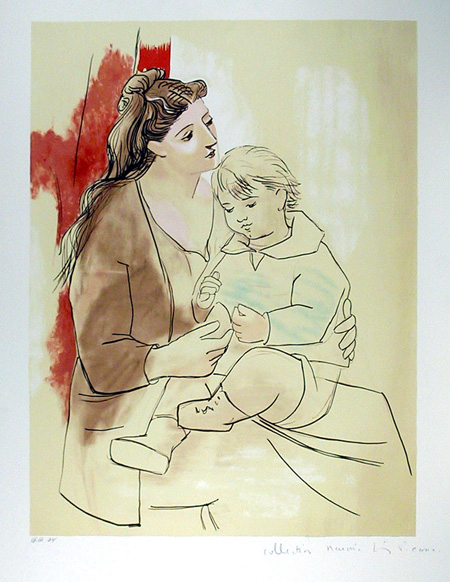Pablo Picasso Lithograph, Maternite au Rideau