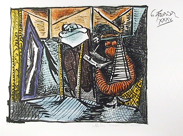 Pablo Picasso Lithograph, Femme Dessinant