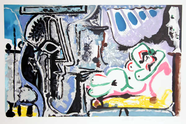 Pablo Picasso Lithograph, Le Peintre Et Son