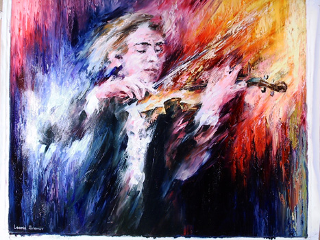Leonid Afremov, Russian Painting, Violin Player