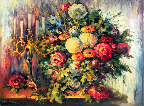 Leonid Afremov, Russian Oil Painting, Flower