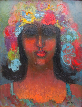 Miriam Bromberg, Flower Portrait, Oil on Board