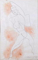 A. Raymond Katz Brush Drawing, Dancer 1933