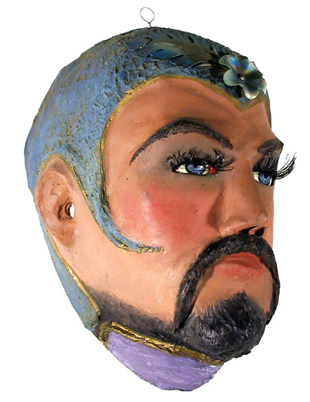 Hand-painted Papier Mache Circus Mask 1945